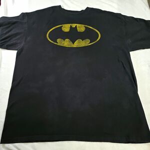 Batman Men’s XL Black Yellow Logo Graphic Crew Neck Short Sleeve Knit Tee